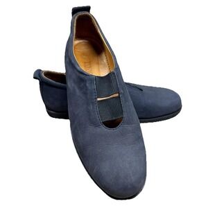 Va Bene Comfort Loafers Womens 9.5 Navy Blue Suede Elastic Slip On Minimalist